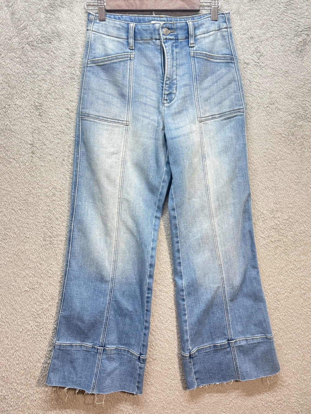 Artemis Vintage High Rise Patch Pocket Crop Wide Leg Jeans